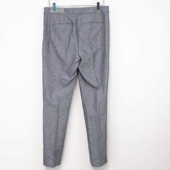 Talbots Chatham Pants Ankle Slim Leg Sharkskin Button Hem Blue Grey Size 8 New - Picture 2 of 10